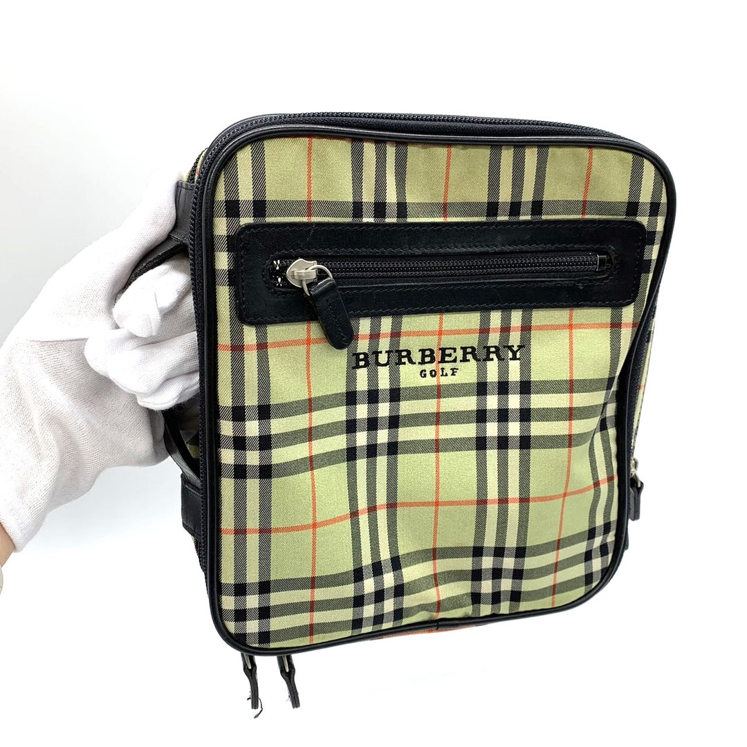 BURBERRY GOLF(バーバリー ゴルフ)ポーチ ノバチェック ナイロン/キャンバス グリーン Z13