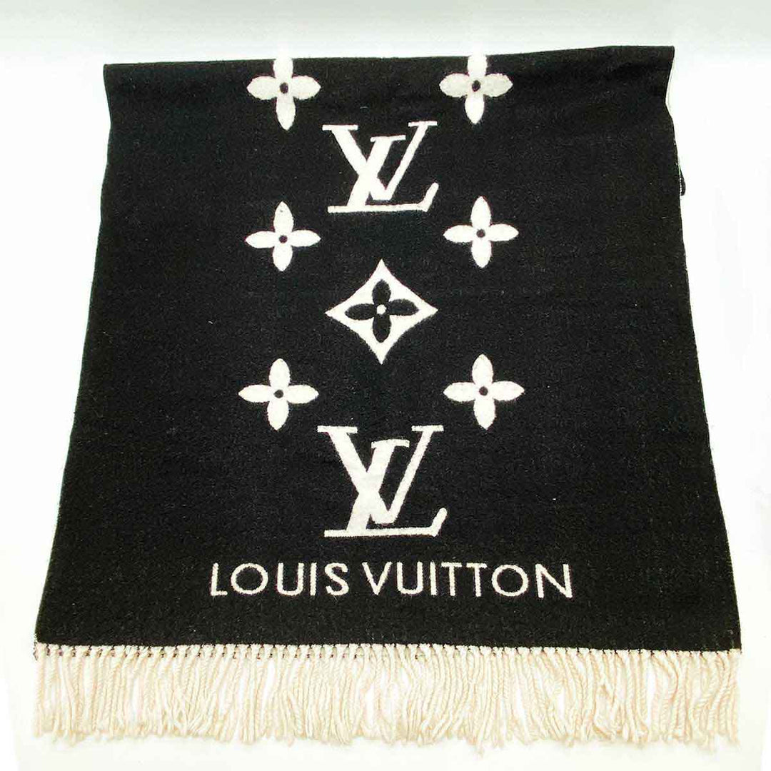 LOUIS VUITTON(ルイ・ヴィトン)マフラー エシャルプ レイキャビック ストール モノグラム ブラック カシミヤ M71040 Z12