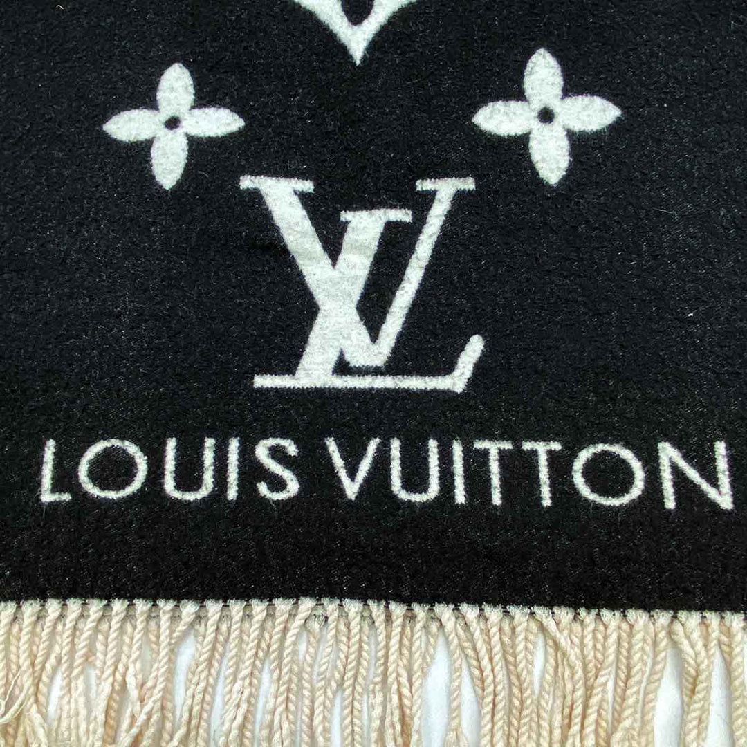 LOUIS VUITTON(ルイ・ヴィトン)マフラー エシャルプ レイキャビック ストール モノグラム ブラック カシミヤ M71040 Z12