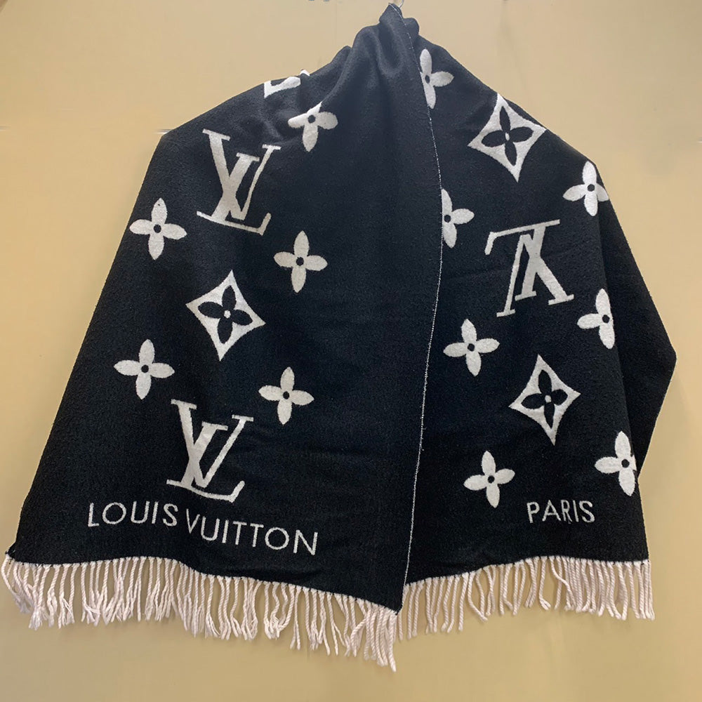 LOUIS VUITTON(ルイ・ヴィトン)マフラー エシャルプ レイキャビック ストール モノグラム ブラック カシミヤ M71040 Z12