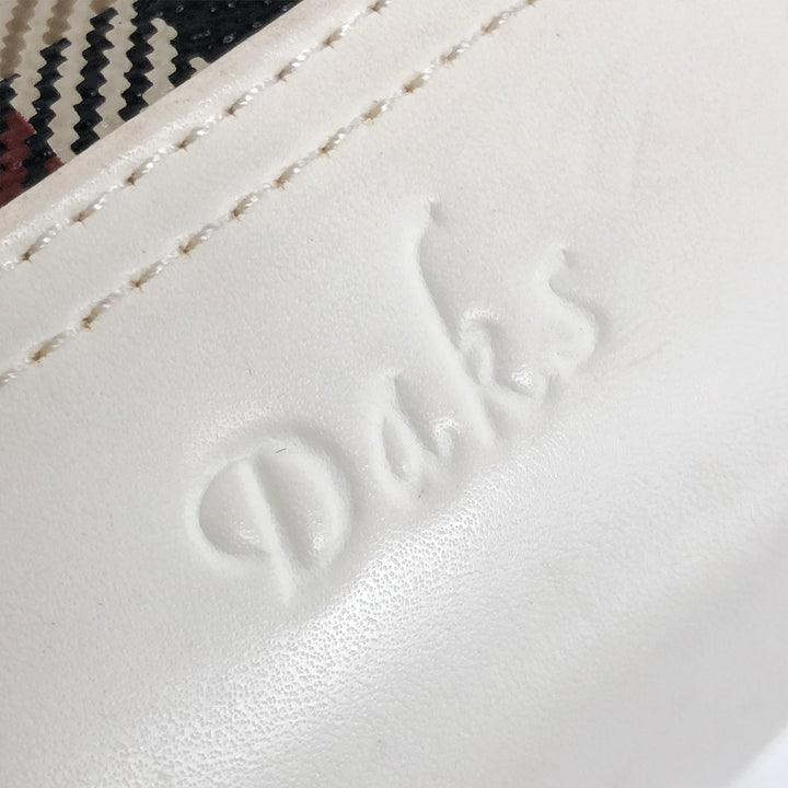 ●DAKS チェック柄 ミニボストンバッグ ホワイト×ベージュ