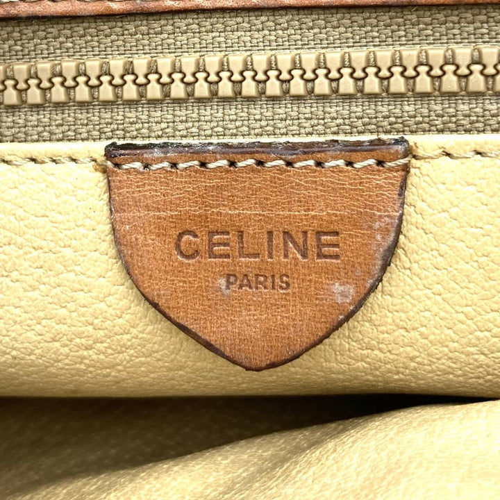 CELINE セリーヌ マカダム ヴィンテージ ハンドバッグ PVC/レザー ブラウン Z16